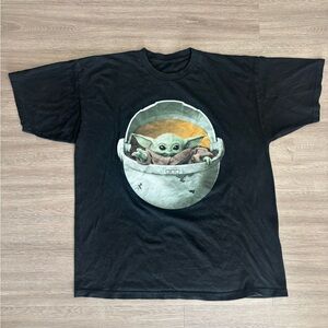 Black T-Shirt with Baby Yoda Graphic